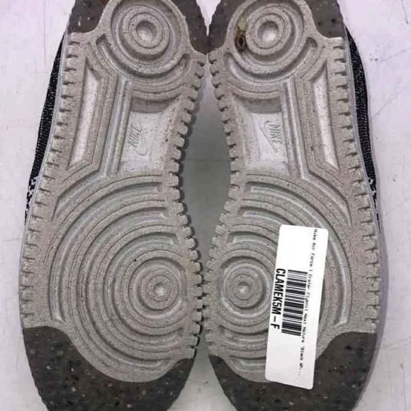 Nike Men Air Force 1 Crater Flyknit Black White Sneaker Shoes 8.5 or Women 10